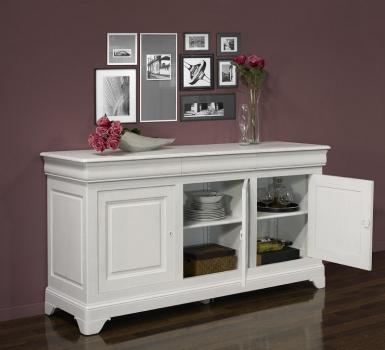Buffet 3 portes Ludovic réalisé en Chêne Massif de style Louis Philippe Finition Chêne Brossé Ivoire