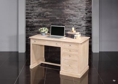 Bureau 5 tiroirs Victor réalisé en Chêne de style Louis Philippe Finition Chêne Brossé Blanchi