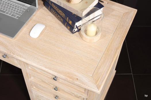 Bureau 5 tiroirs Victor réalisé en Chêne de style Louis Philippe Finition Chêne Brossé Blanchi