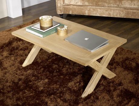 Table basse rectangulaire Jules réalisée en chêne de style Campagnard Finition Chêne Brossé Naturel