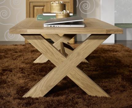 Table basse rectangulaire Jules réalisée en chêne de style Campagnard Finition Chêne Brossé Naturel