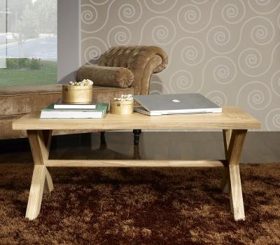 Table basse rectangulaire Jules réalisée en chêne de style Campagnard Finition Chêne Brossé Naturel