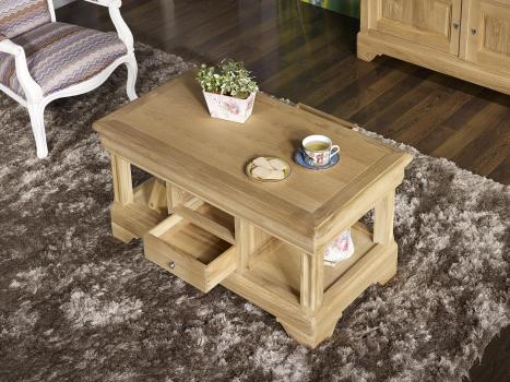 Table Basse Emmanuel réalisée en Chêne de style Louis Philippe Finition Chêne Brossé Naturel