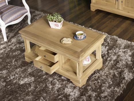 Table Basse Emmanuel réalisée en Chêne de style Louis Philippe Finition Chêne Brossé Naturel