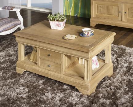 Table Basse Emmanuel réalisée en Chêne de style Louis Philippe Finition Chêne Brossé Naturel