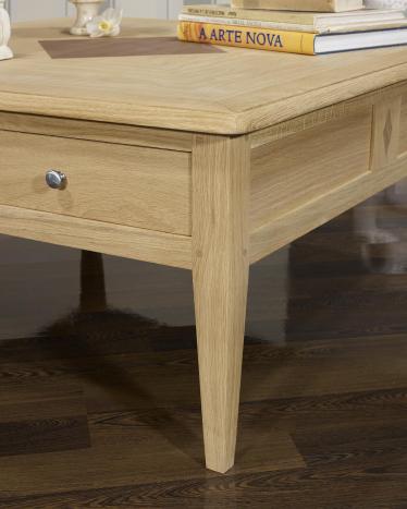 Table basse carrée Justin réalisée em Chêne de style Directoire avec Marquetterie