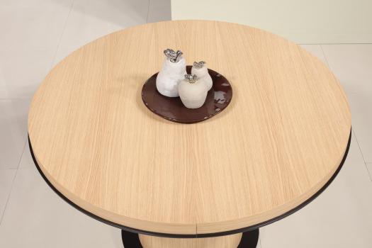 Table ronde Cylindre en chêne Diamètre de 115 cm + 1 allonge de 40 cm SEULEMENT 1 DISPONIBLE