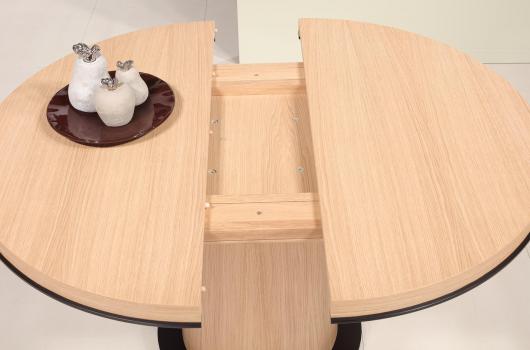 Table ronde Cylindre en chêne Diamètre de 115 cm + 1 allonge de 40 cm SEULEMENT 1 DISPONIBLE