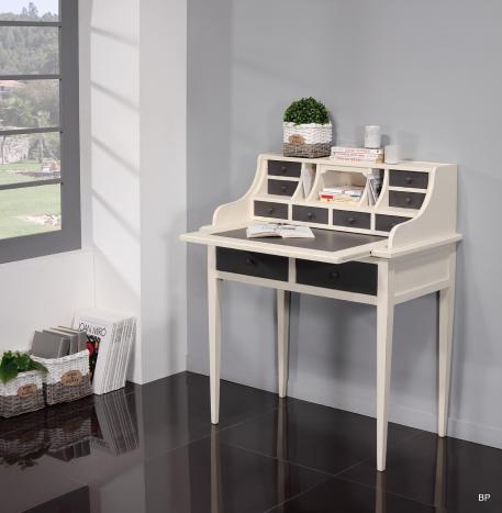 Bonheur du Jour Louis réalisé en Chêne de style Directoire Finition Chêne Brossé Lin et Anthracite 
