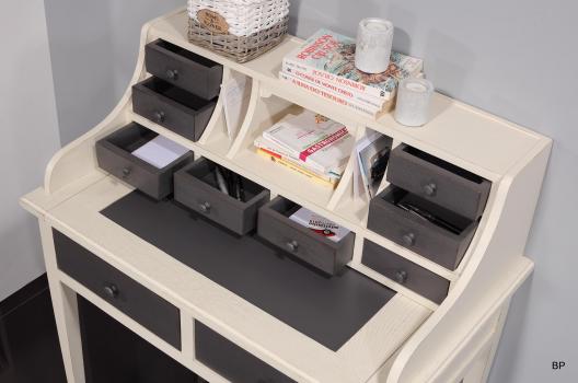 Bonheur du Jour Louis réalisé en Chêne de style Directoire Finition Chêne Brossé Lin et Anthracite 