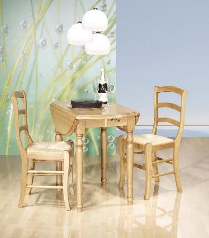Table ronde à volets diamètre 90 en chêne massif de style Louis Philippe 2 ALLONGES DE 40 CM