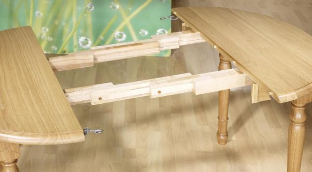 Table ronde à volets diamètre 90 en chêne massif de style Louis Philippe 2 ALLONGES DE 40 CM