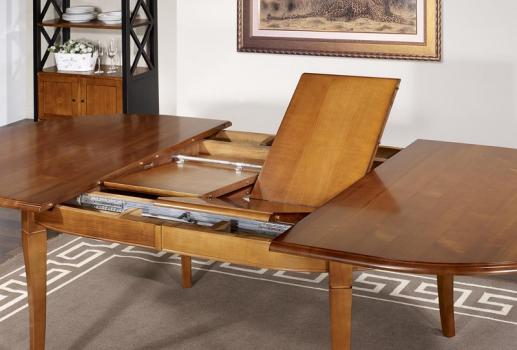 Table ovale Christophe 180*120 réalisée en Chêne Massif de style Louis Philippe 2 allonges incorporées de 40 cm