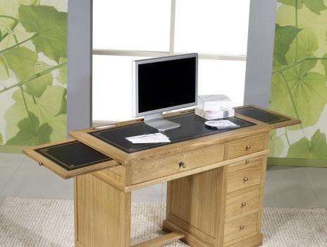 Petit bureau Luc réalisé en chêne de style Louis Philippe Surface d'écriture en moleskine noire. SEULEMENT 1 DISPONIBLE