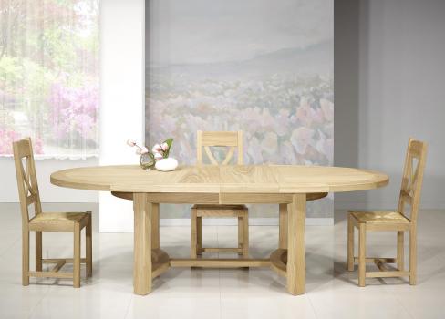 Table de ferme ovale Tom réalisée en Chêne Massif de style Campagnard 170*110 