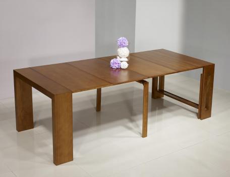 Console extensible réalisée en Chêne Contemporaine 4 allonges