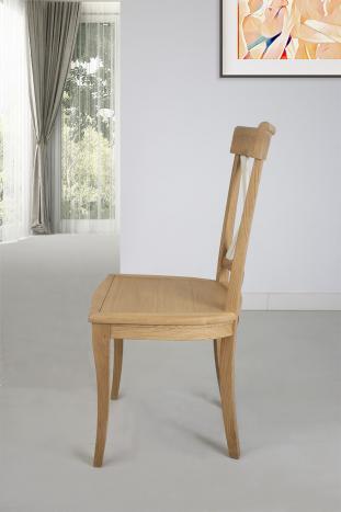 Lot de 4 Chaises Eliot réalisé en chêne massif de style Campagnard Finition Chêne Brossé Naturel et Ivoire