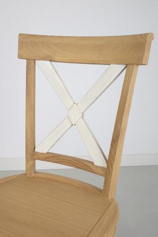 Lot de 4 Chaises Eliot réalisé en chêne massif de style Campagnard Finition Chêne Brossé Naturel et Ivoire
