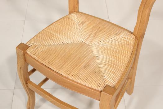 Chaise Bruno réalisée en Chêne massif de style Louis Philippe assise paille de seigle