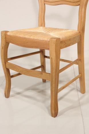 Chaise Bruno réalisée en Chêne massif de style Louis Philippe assise paille de seigle