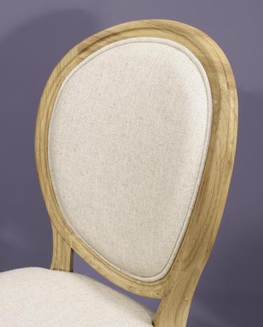 Chaise Simon réalisée en Chêne Massif de style Louis XVI Finition Chêne Brossé  Tissu façon Lin