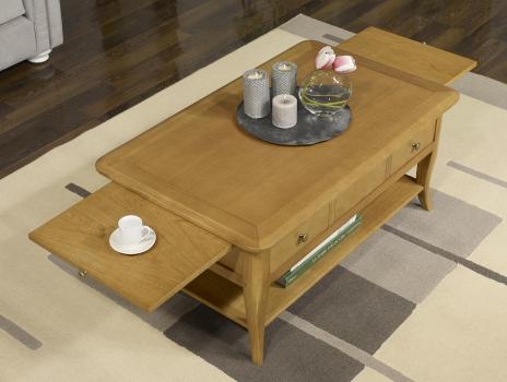 Table Basse rectangulaire Mathieu réalisée en Chêne de style Louis Philippe Longueur 100 cm