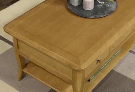 Table Basse rectangulaire Mathieu réalisée en Chêne de style Louis Philippe Longueur 100 cm