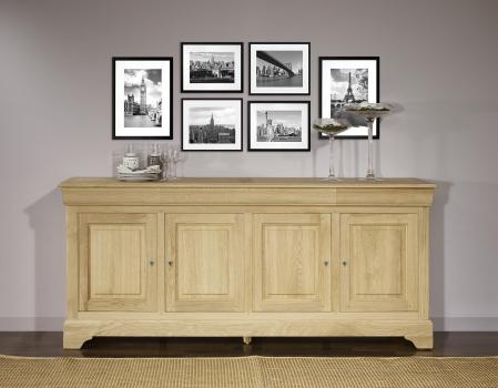 Buffet 4 portes Gael réalisé en Chêne Massif de style Louis Philippe Finition Chêne Brossé 