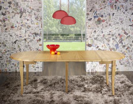 Table ronde à volets réalisée en Chêne Massif de style Louis Philippe Diamètre 120 - 2 allonges de 40 cm