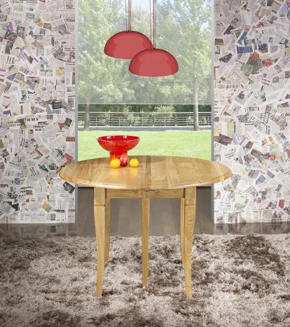 Table ronde à volets réalisée en Chêne Massif de style Louis Philippe Diamètre 120 - 2 allonges de 40 cm