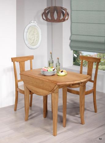 Table ronde à volets réalisée en Chêne Massif de style Louis Philippe Diamètre 110 - 3 allonges de 40 cm 