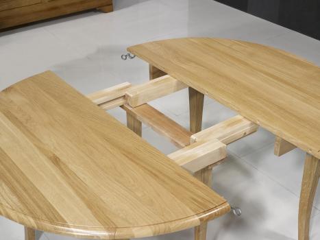 Table ronde à volets réalisée en Chêne Massif de style Louis Philippe Diamètre 120 - 4 allonges de 40 cm