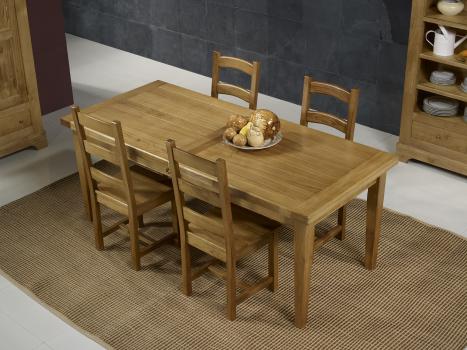 Table de Ferme Rectangulaire Francois, réalisée en Chêne massif 220*100 + 2 allonges de 45 cm