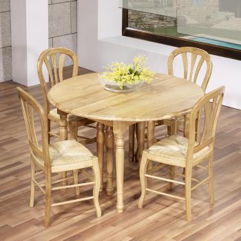Table ronde à volets Diamètre 110 réalisée en chêne massif de style Louis Philippe 7 allonges de 40 cm 