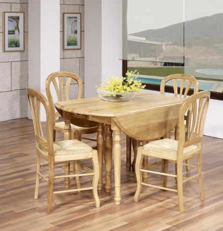 Table ronde à volets Diamètre 110 réalisée en chêne massif de style Louis Philippe 7 allonges de 40 cm 