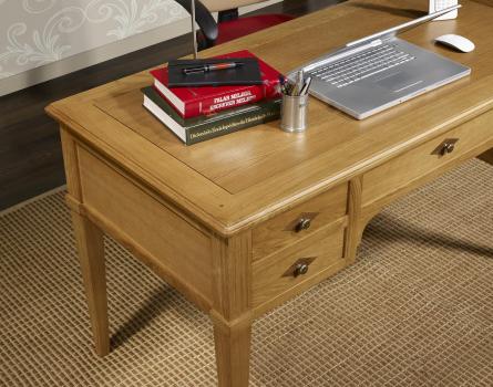 Bureau Ministre 5 tiroirs Jean-Christian, réalisé en Chêne de style Directoire Plateau Bois