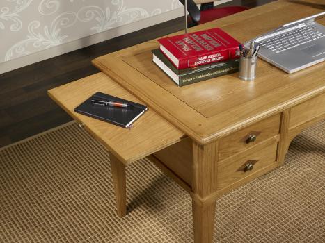 Bureau Ministre 5 tiroirs Jean-Christian, réalisé en Chêne de style Directoire Plateau Bois