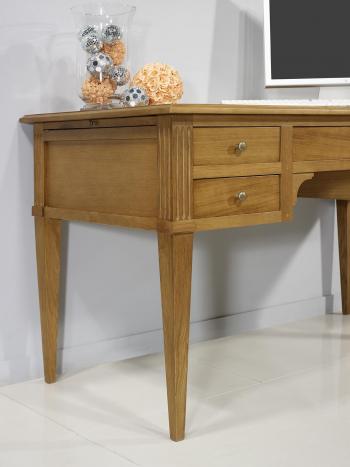Bureau Ministre 5 tiroirs Jean-Christian, réalisé en Chêne de style Directoire Plateau Bois et Sans losanges sur les tiroirs