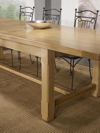 Table de Ferme Axel réalisée en Chêne Massif 250x100 + 2 allonges de 45 cm Finition traditionnelle