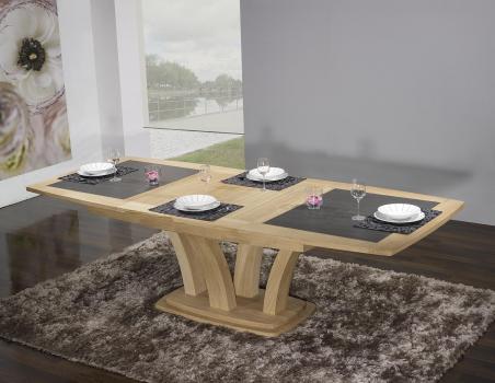 Table de repas Contemporaine 160x110 réalisée en Chêne massif avec céramique Finition CHENE BROSSE