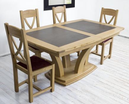 Table de repas Contemporaine 180x110 réalisée en Chêne massif avec céramique  Finition Chêne Naturel