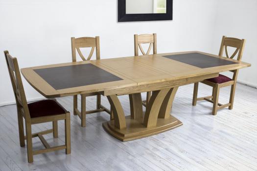 Table de repas Contemporaine 180x110 réalisée en Chêne massif avec céramique  Finition Chêne Naturel