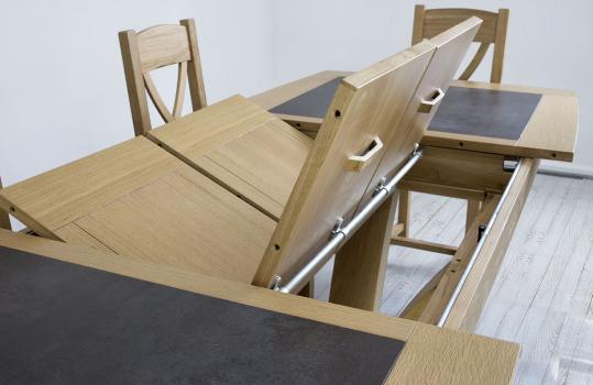Table de repas Contemporaine 180x110 réalisée en Chêne massif avec céramique  Finition Chêne Naturel