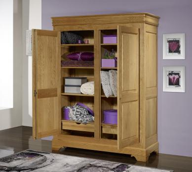 Armoire 2 portes Salomé réalisé en Chêne massif de style Louis Philippe