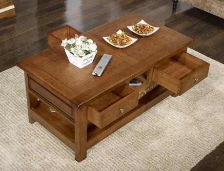 Table basse rectangulaire Jean-Baptiste réalisée en chêne de style Louis Philippe Campagnard