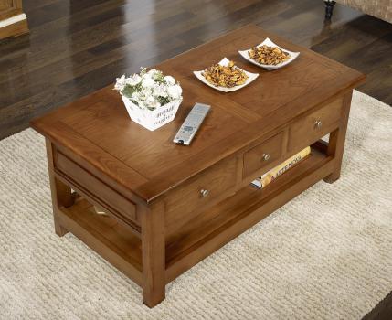 Table basse rectangulaire Jean-Baptiste réalisée en chêne de style Louis Philippe Campagnard