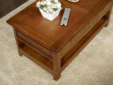 Table basse rectangulaire Jean-Baptiste réalisée en chêne de style Louis Philippe Campagnard