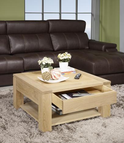 Table basse Jean-Gabriel réalisée en Chêne Massif Ligne Contemporaine Finition Chêne brossé