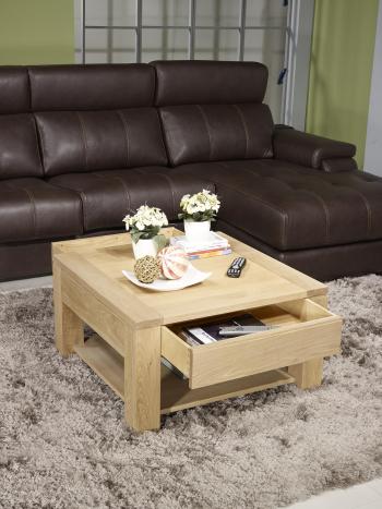 Table basse Jean-Gabriel réalisée en Chêne Massif Ligne Contemporaine Finition Chêne brossé