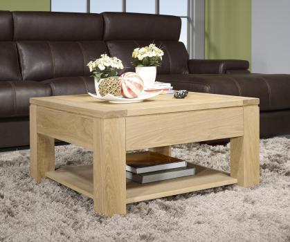 Table basse Jean-Gabriel réalisée en Chêne Massif Ligne Contemporaine Finition Chêne brossé